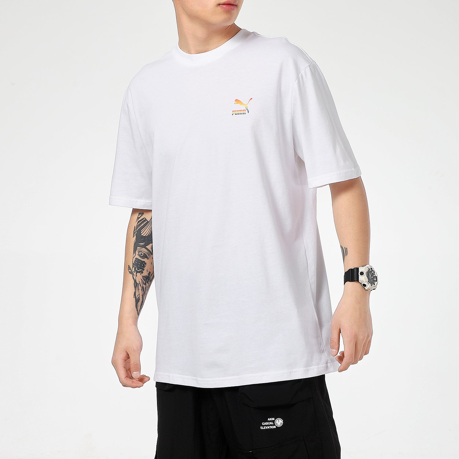 PUMA Rainbow Logo Tee 'White' 534095-02