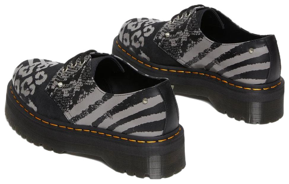 Dr. Martens 1461 Animal Clash Leather & Suede Platform Shoes 'Black Grey' 27695001