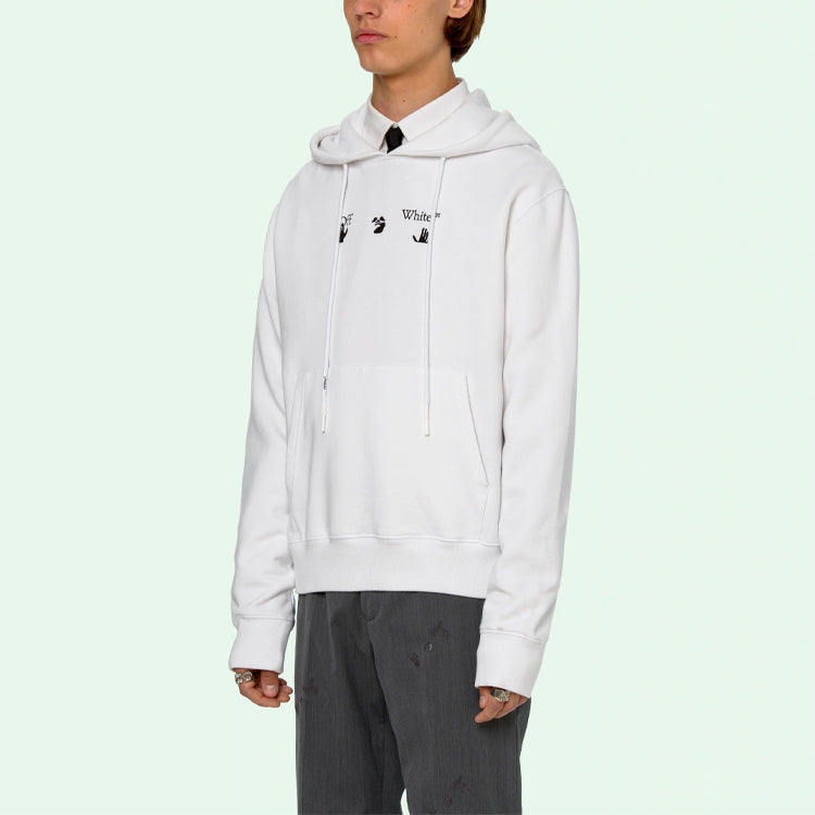 Off-White SS21 Printing Logo hooded Long Sleeves White OMBB034R21FLE0060155
