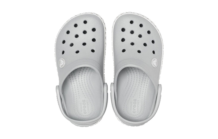 (GS) Crocs Crocband Logo Mania Clogs 'Grey Silver' 205992-00J