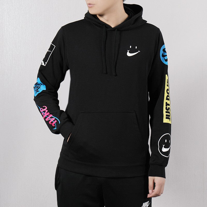 Nike Smiling Face Printing hooded Pullover Sports Black CI1975-010