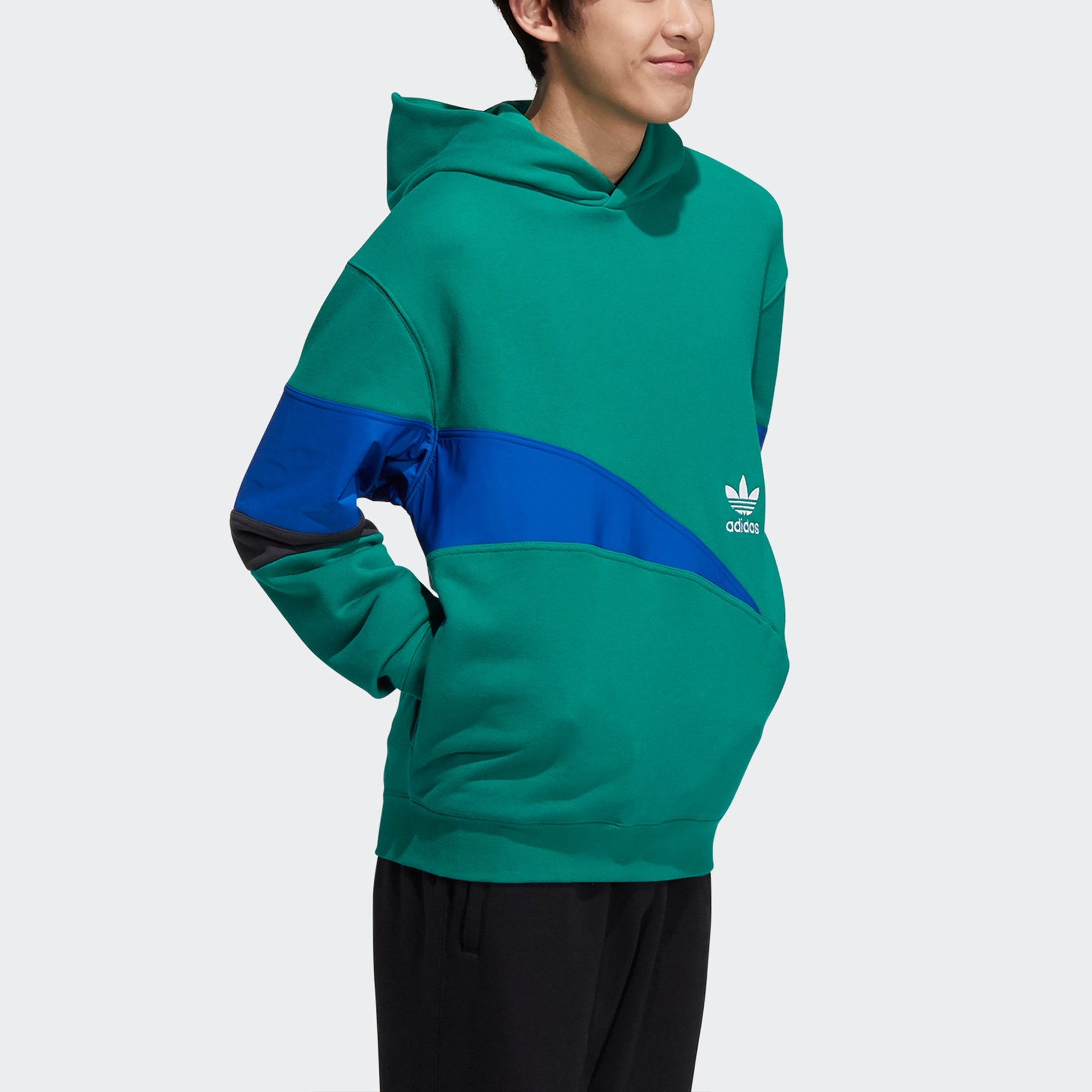 Men's adidas originals Ts Sweat Hoody Logo Printing Splicing Colorblock Sports Green HF5943