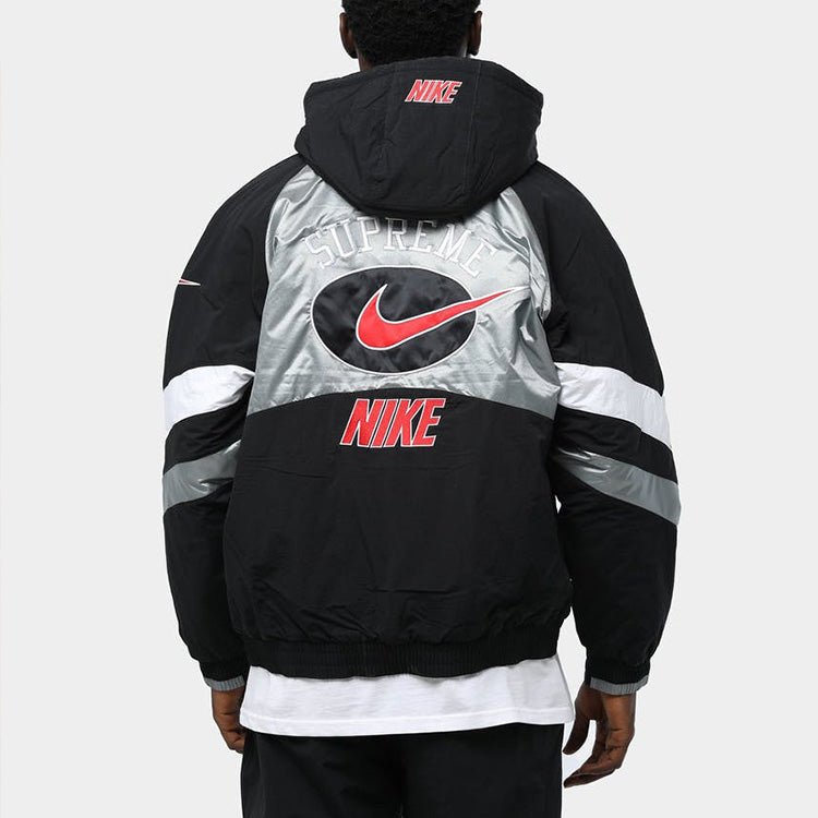 Supreme SS19 x Nike Hooded Sport Jacket Crossover waterproof Nylon hooded track Jacket Unisex Silver SUP-SS19-10137