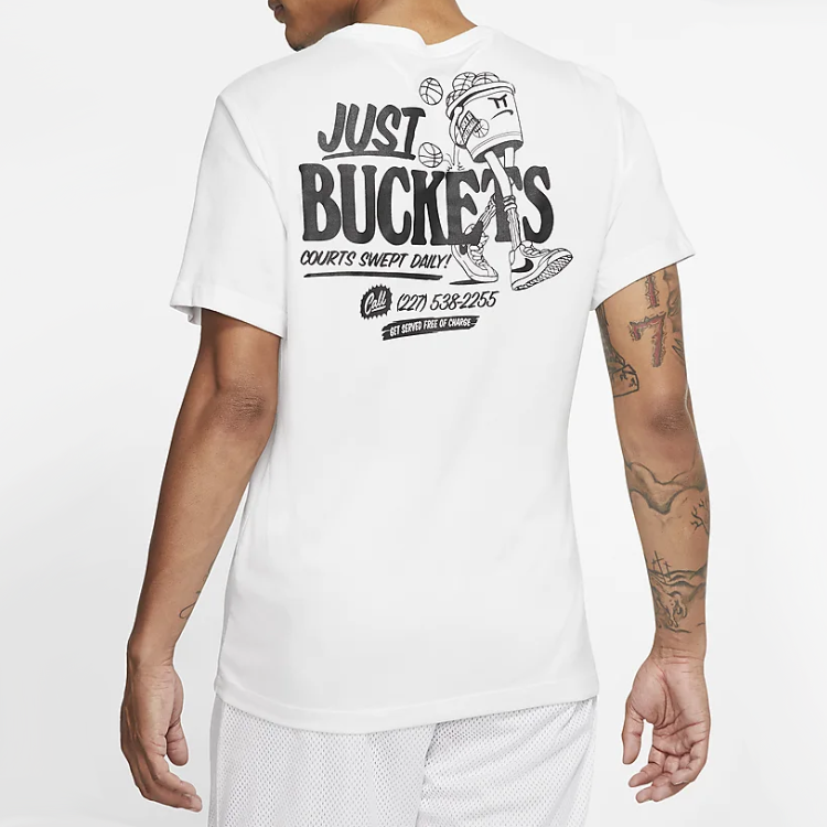 Nike Back Basketball Graffiti Printing Short Sleeve White CD0959-100