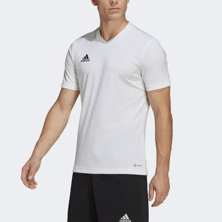 Men's adidas Solid Color Minimalistic Logo Embroidered Casual Sports Short Sleeve White T-Shirt HC5071