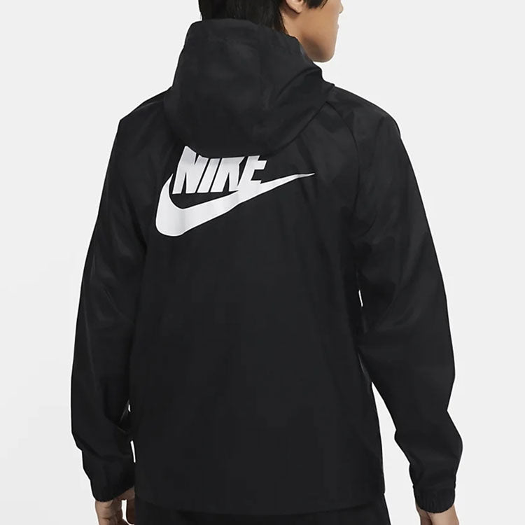 Nike Back Large Logo Zipper hooded track Jacket Black CZ8677-010