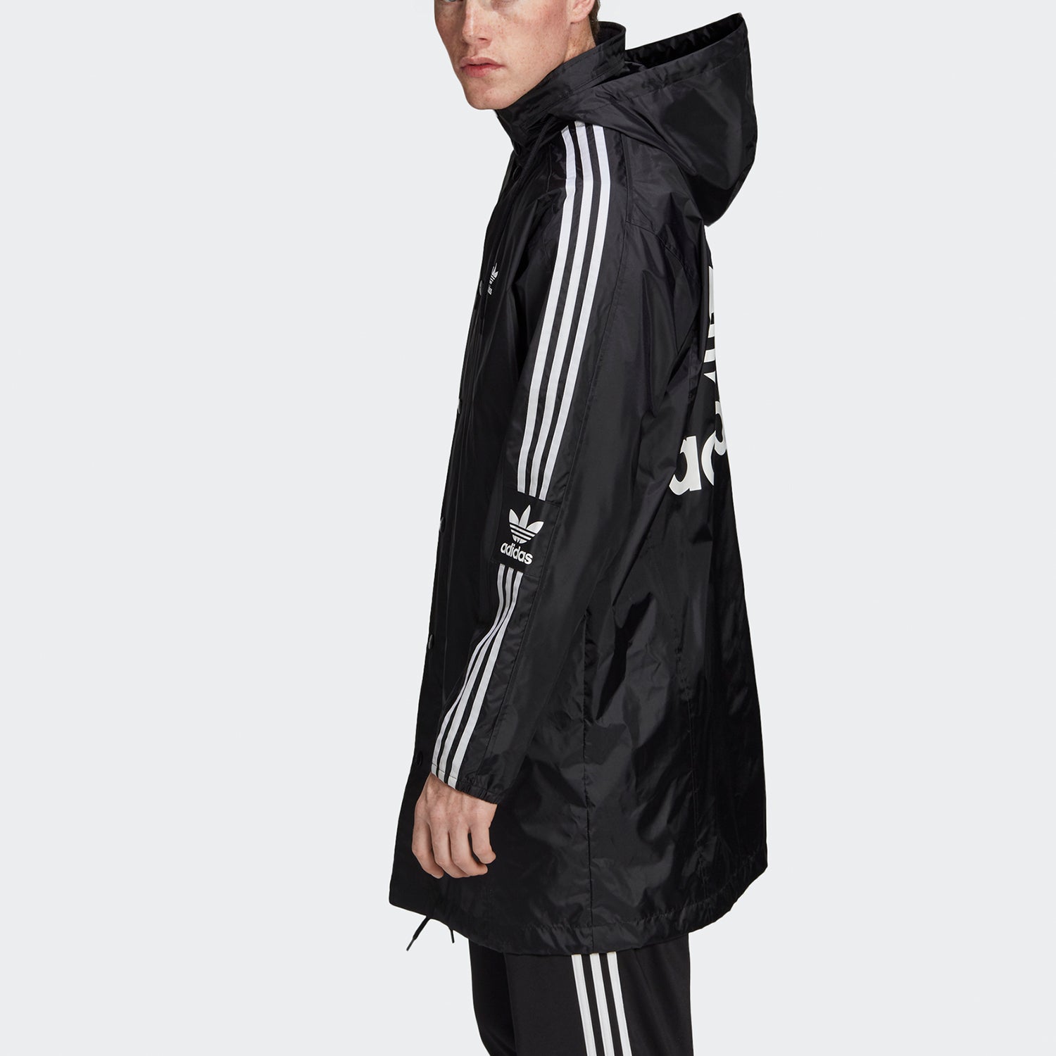 adidas originals Back logo Printed Hooded Casual Windbreaker Men Black FL0011