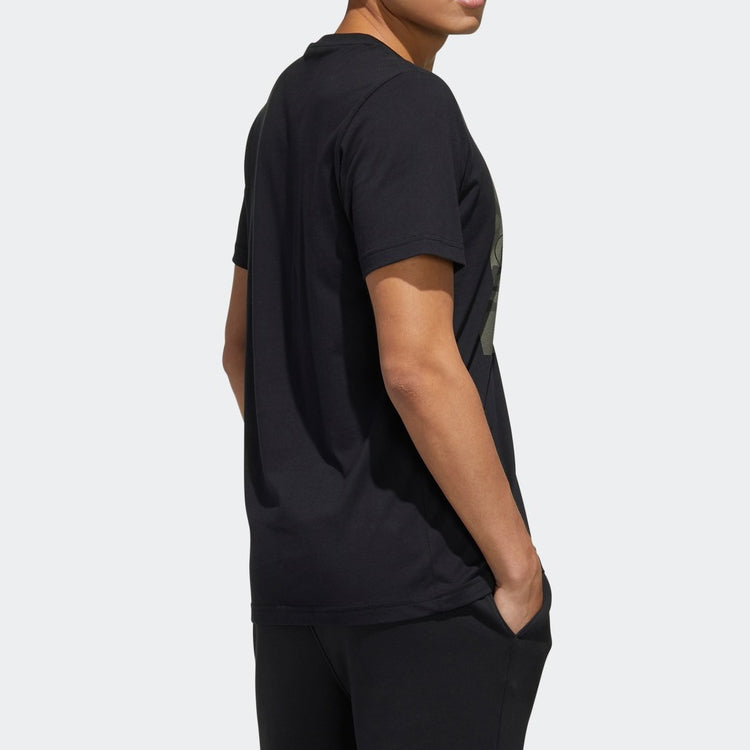 adidas Sports Camouflage Pattern Round Neck Short Sleeve Black FM6103