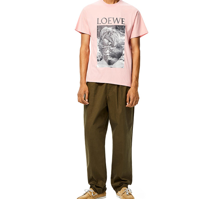 Men's LOEWE Ken Heyman Printing Cotton Short Sleeve Pink H6109980PC-7080