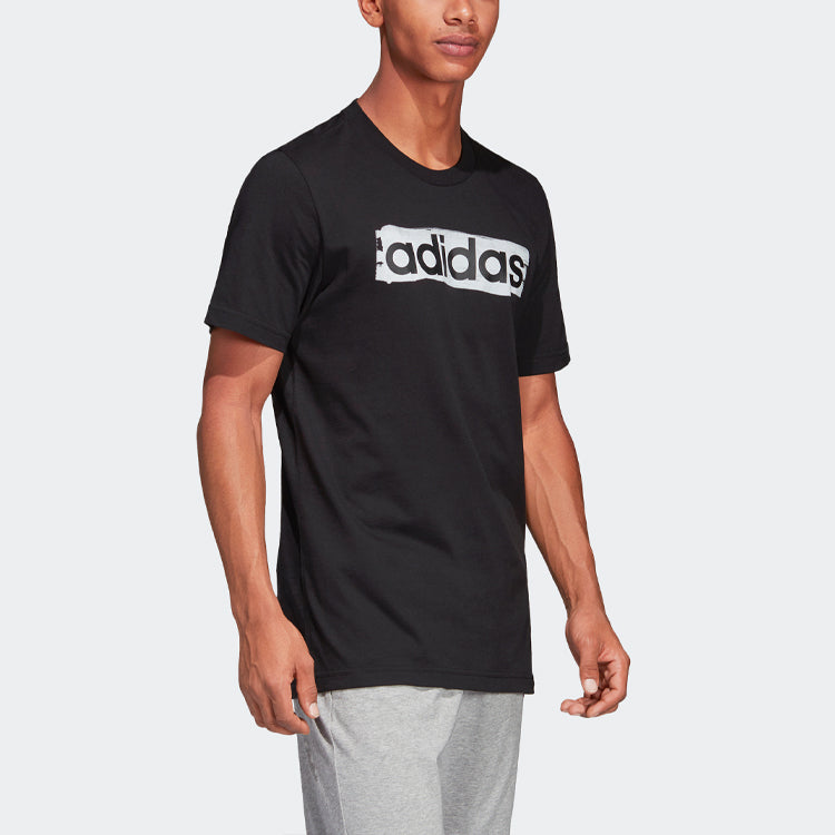 adidas E LIN BRUSH T Sports Round Neck Short Sleeve Black DV3046