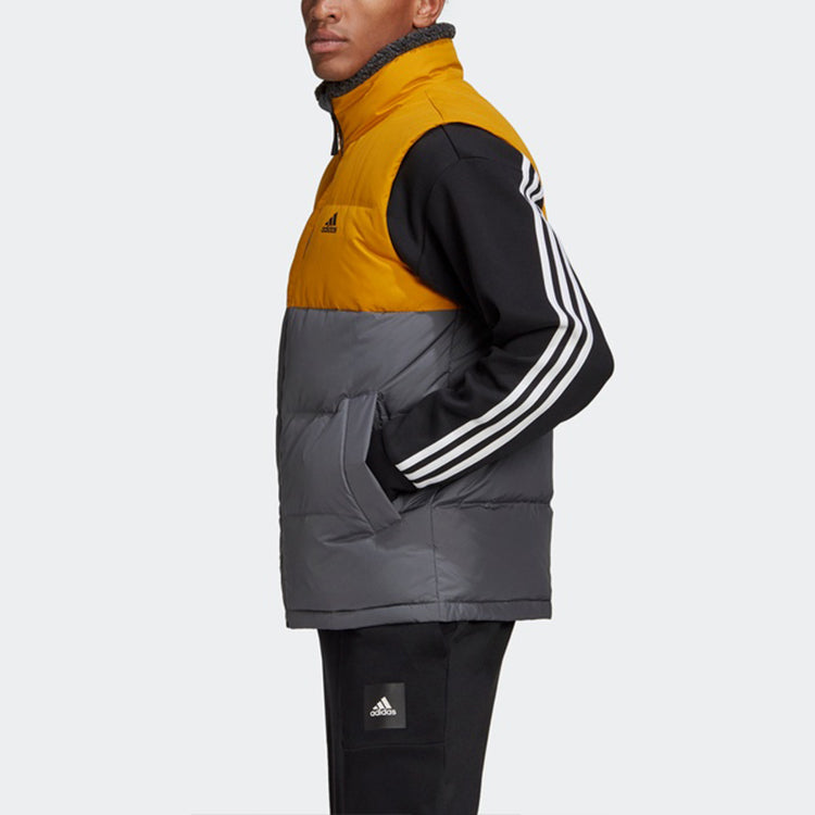 adidas Down Vest Outdoor protection against cold Stay Warm Stand Collar Sports Yellow Black Colorblock GE9996