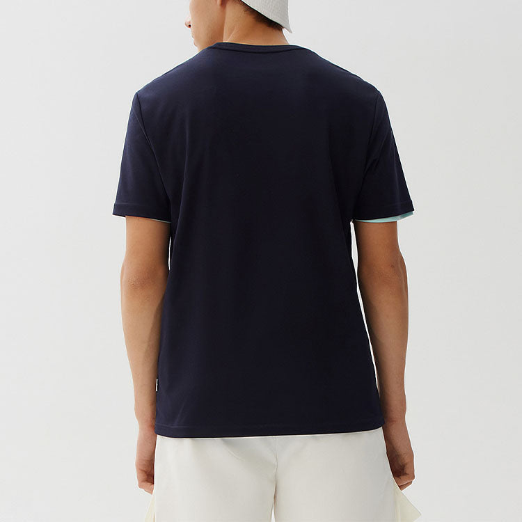 FILA Contrasting Colors Printing Logo Loose Round Neck Short Sleeve Blue F51M128175F-NV