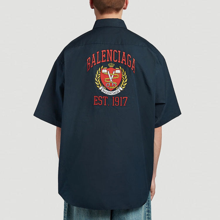 Balenciaga Est. 1917 College Logo Print Shirt 'Dark Blue' 675643TYB184100