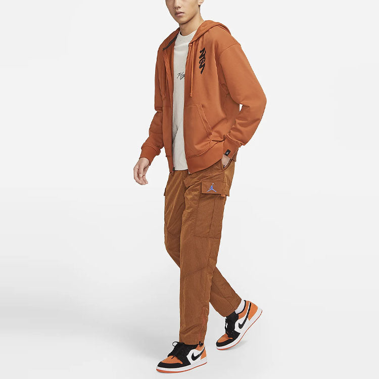 Men's Air Jordan Solid Color Splicing Woven Long Pants/Trousers Brown DH3291-245
