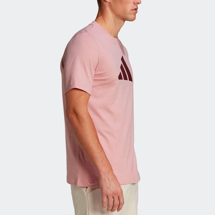 Men's adidas Logo Printing Round Neck Short Sleeve Japanese Version Pink T-Shirt HF4753