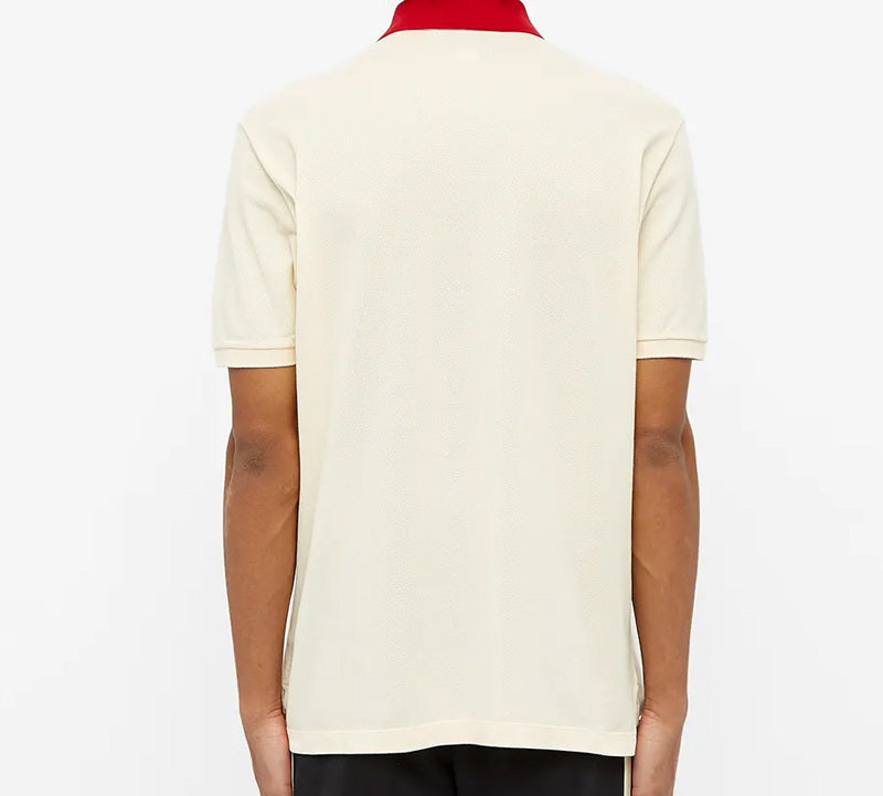 Gucci Contrast Collar Logo Printed Polo Shirt For Men Cream 574086-XJA6C-9244