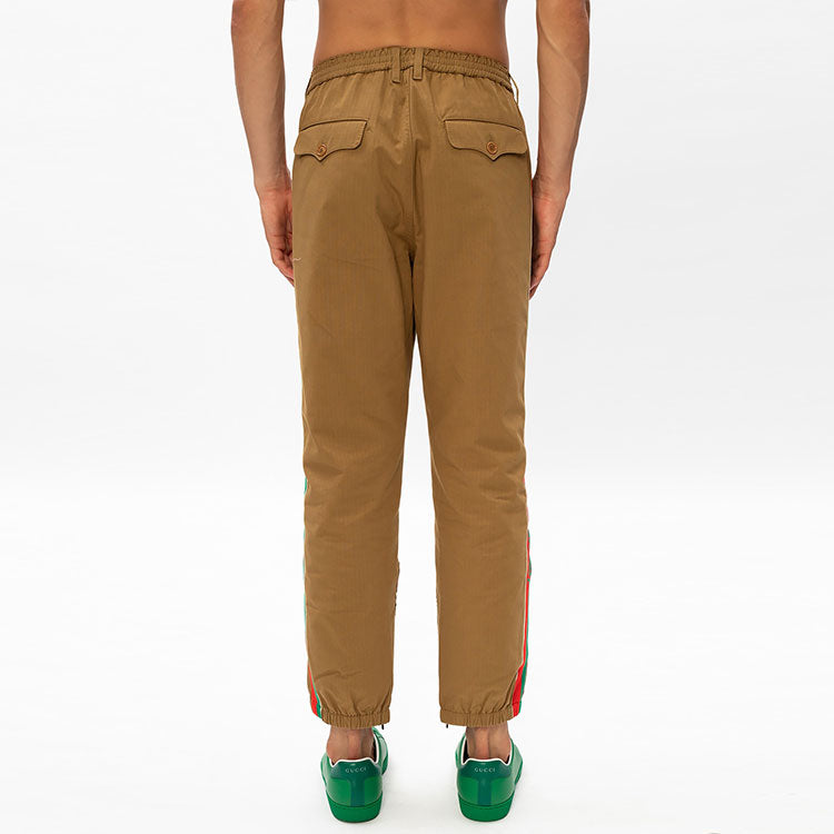 Gucci SS21 Side Stripe Pants Zipper Athleisure Casual Sports Pants Khaki 615775-XDBBH-2109