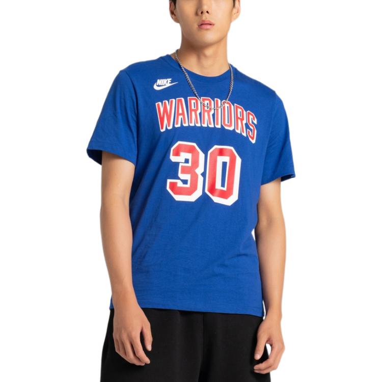 Nike SS22 NBA Warriors Curry 30 Casual Breathable Sports Short Sleeve Blue DA7342-401