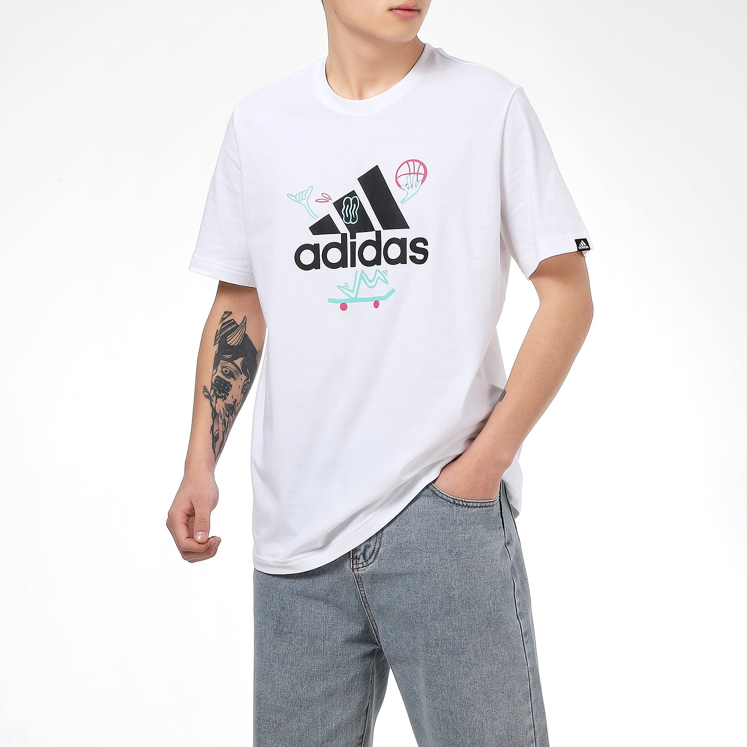 adidas Logo Printing Pattern Sports Male White GL3708