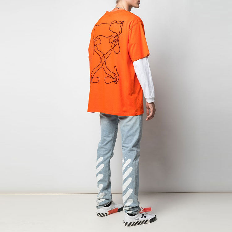 Off-White Abstract Arrows Embroidery Short Sleeve Oversize OMAA038F191850111910