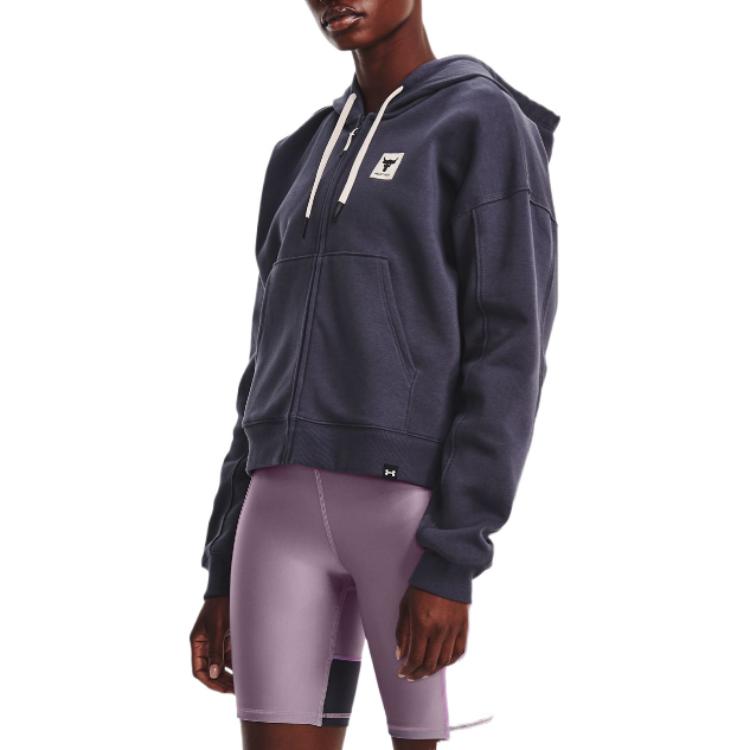 (WMNS) Under Armour Project Rock Fleece Hooded Jacket 'Dark Purple' 1373589-558