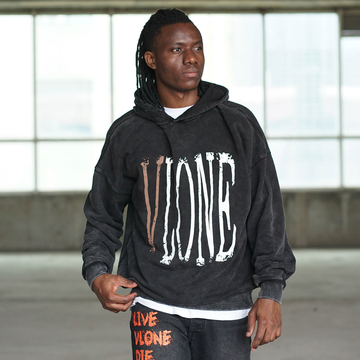 VLONE Live Alone Die Alone Hoodie 'Black Brown' VLHD24003-BK