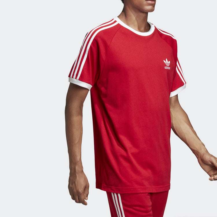 adidas originals Contrasting Colors Collar Training Short Sleeve Red DV1565