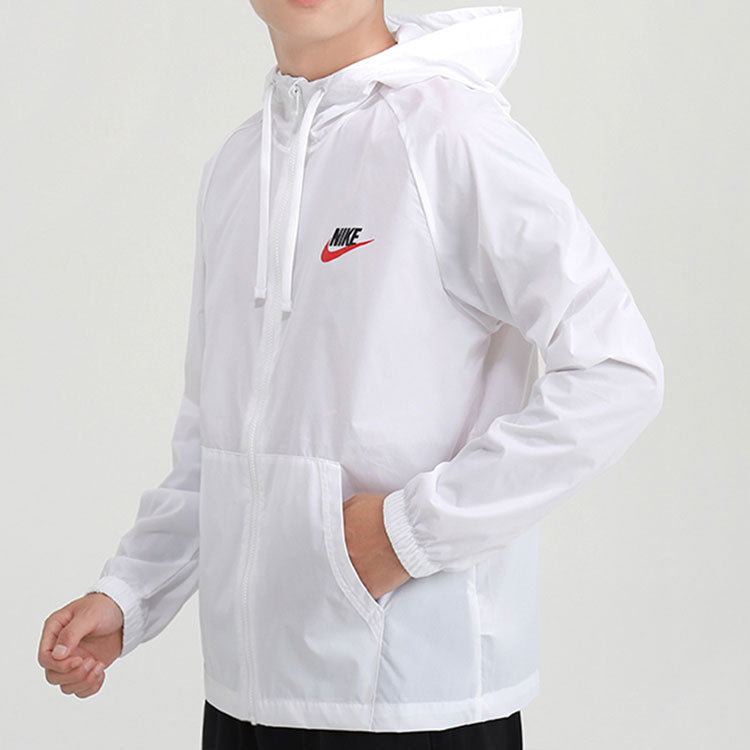 Nike Back Large Logo Woven Sports Hooded Jacket White CZ8677-100
