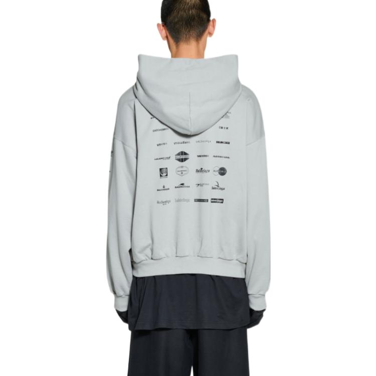 Balenciaga Archives Logos Hoodie 'Light Grey' 726241TNVQ81342