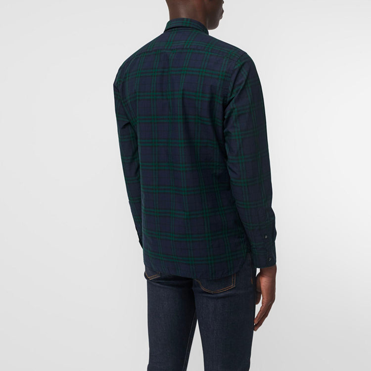 Men's Burberry Blue Plaid Long Sleeves Shirt Blue 40663931