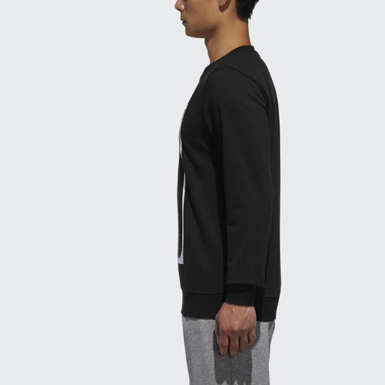 adidas neo M Fav Swt 1 Sports Running Printing Stripe Round Neck Pullover Black DM2186