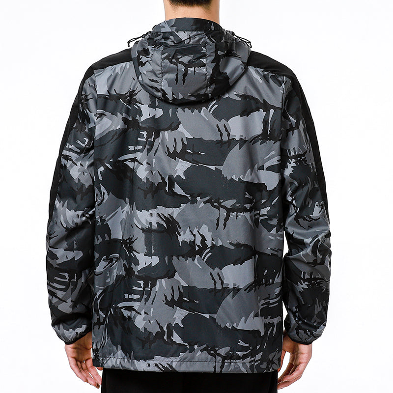 adidas Camouflage Sports hooded Casual Running Jacket Black H40232
