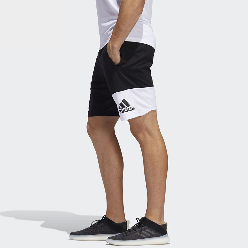 adidas Athleisure Casual Sports Breathable Shorts Black White FL4448