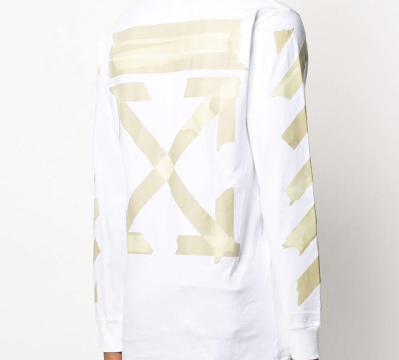 Off-White SS20 Tape Arrows Printing Long Sleeve Men White OMAB001R201850020148
