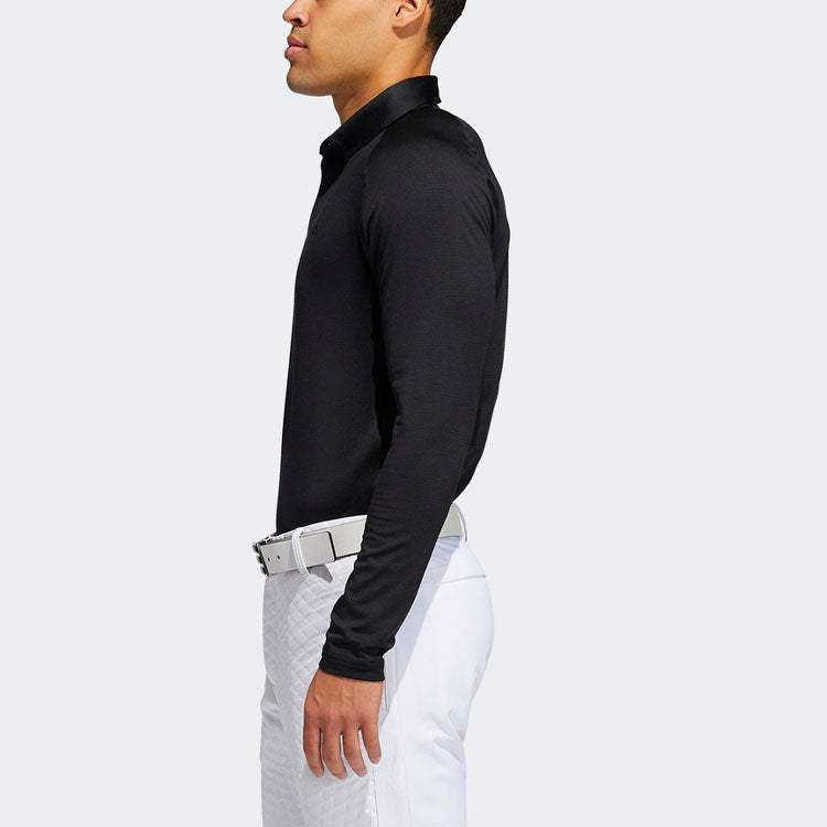 adidas Brushed Brushed Ls Pl Golf Sports Training Casual Long Sleeves polo Black FS6844