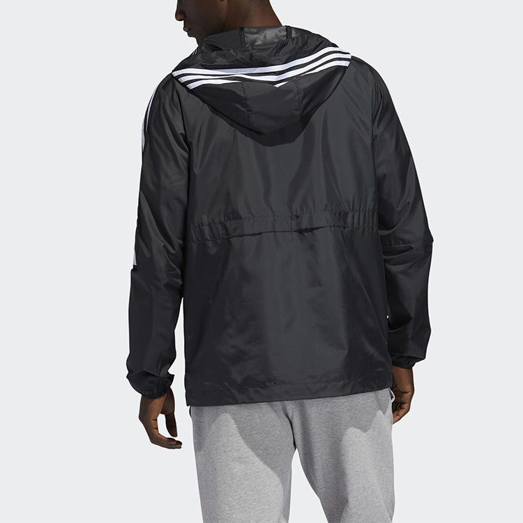 Men's adidas Stripes Windbreaker Jacket Black FT2835
