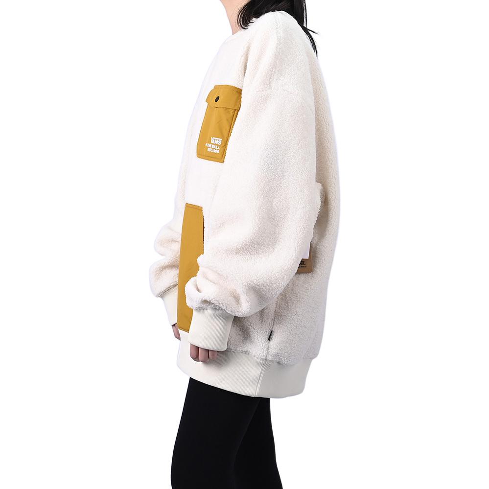 Vans lamb's wool Contrast Color Stitching Round Neck Couple Style Creamy White VN0A5H7M3KS