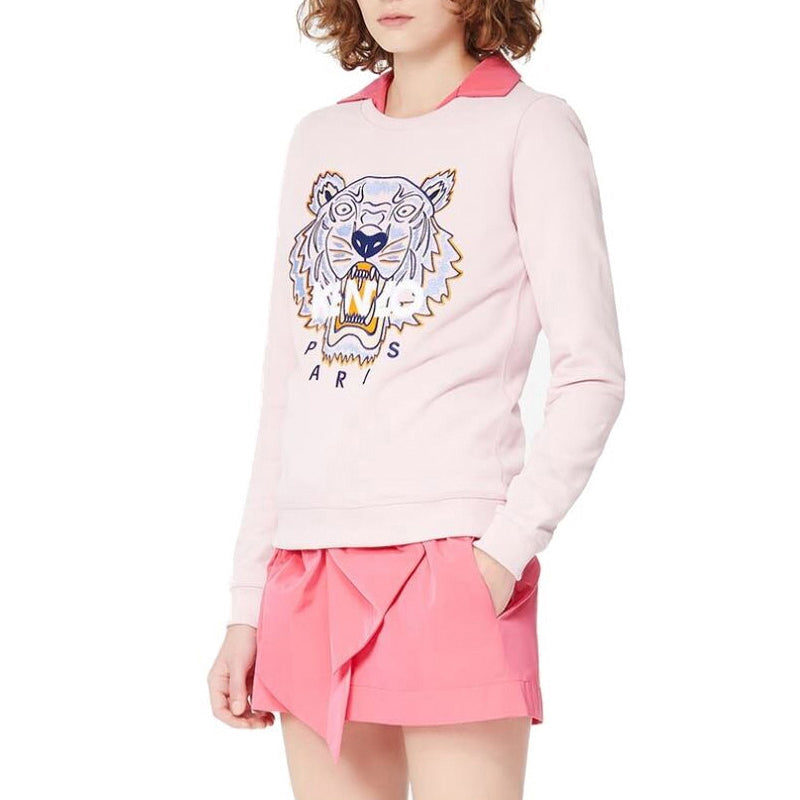 (WMNS) KENZO Classic Tiger Head Printing Round Neck Hoodie Pink FA52SW7054XA-34