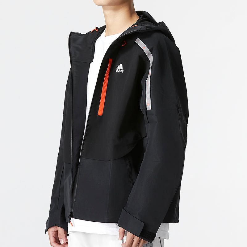 Men's adidas Th Protek Wvjkt Athleisure Casual Sports Solid Color Hooded Woven Jacket Black HM5165
