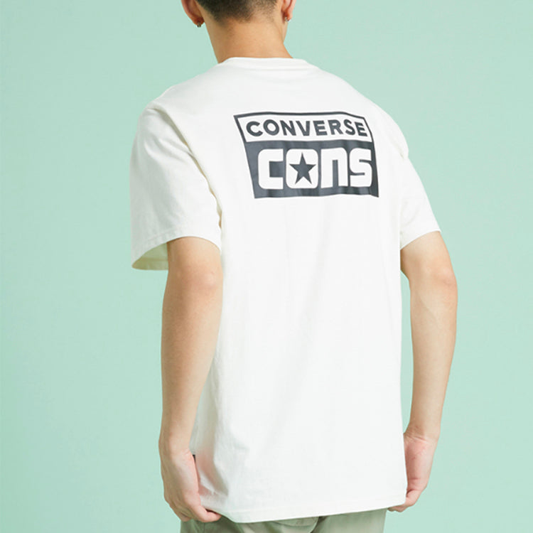 Converse Alphabet Logo Printing Retro Casual Short Sleeve Cream Yellow 10021134-A05