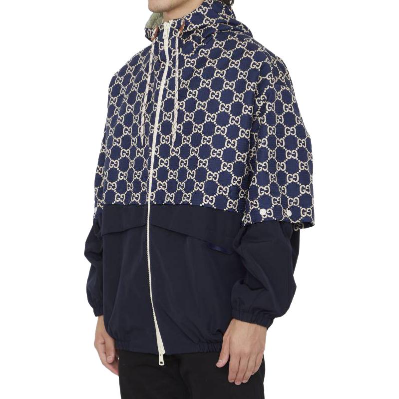 Gucci GG Ripstop Fabric Zip Jacket 'Blue Ivory' 742811-Z8BJG-4384