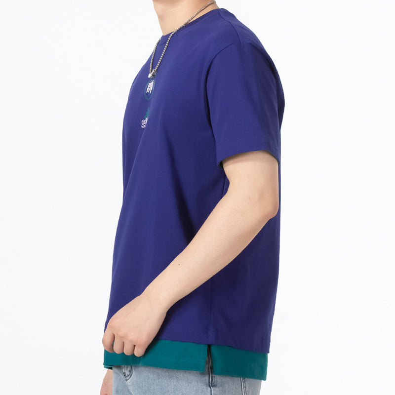 adidas Alphabet Logo Word Casual Sports Short Sleeve Blue HE9922