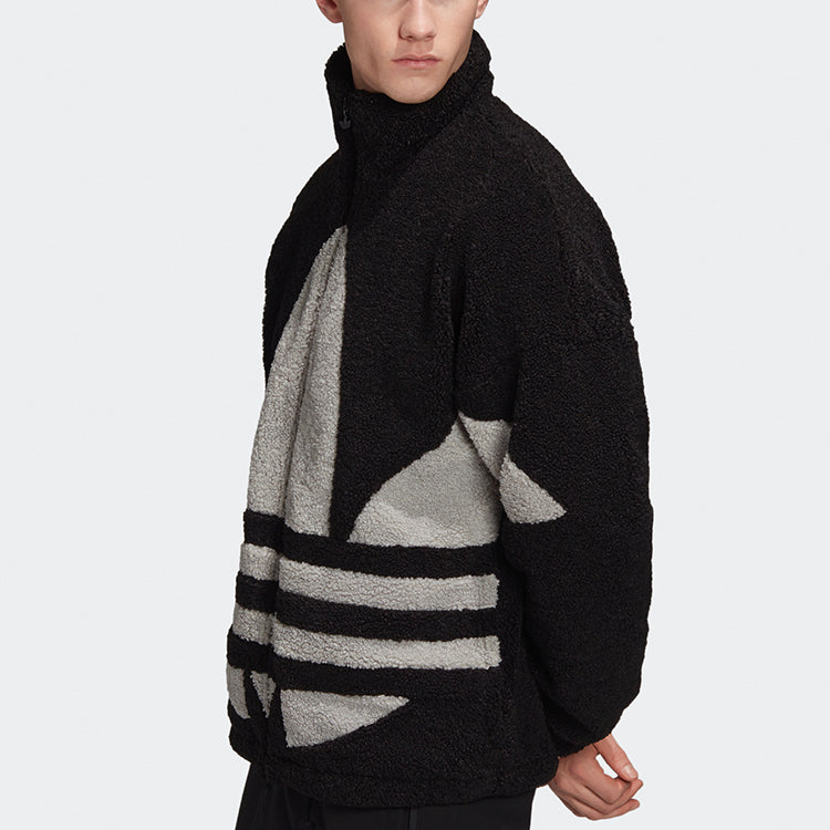 adidas originals Contrasting Colors Large logo Pattern lamb's wool Jacket Black GC8695