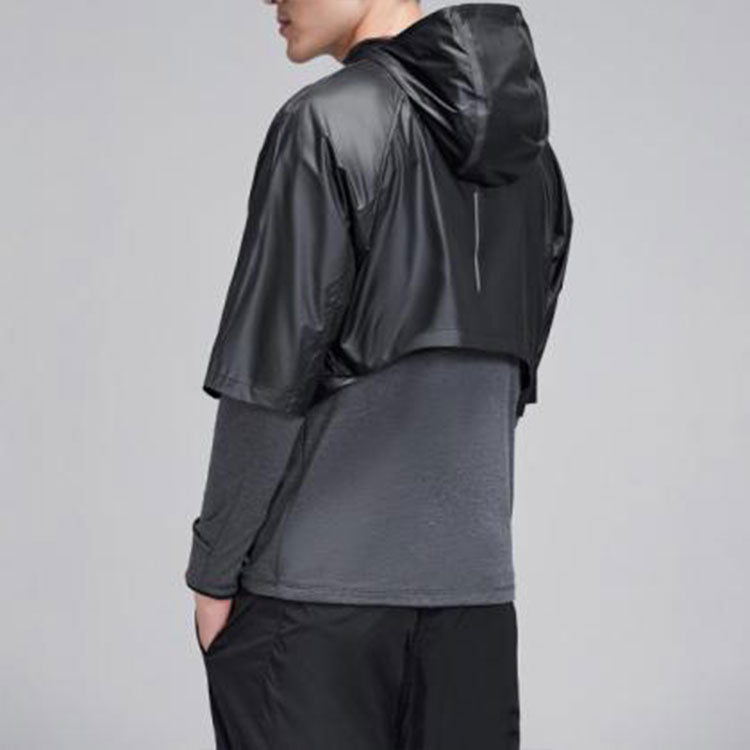 Men's Nike Splicing Logo Sports Cardigan Long Sleeves Black 933411-011