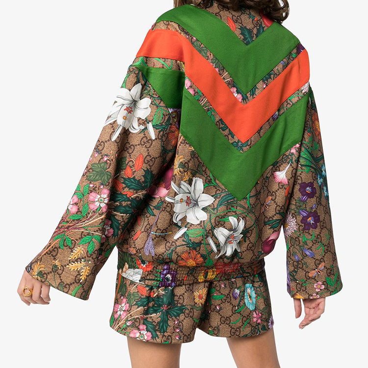 (WMNS) Gucci GG Floral Printed Zipper Jacket For Brown 605443-XJB9B-2103