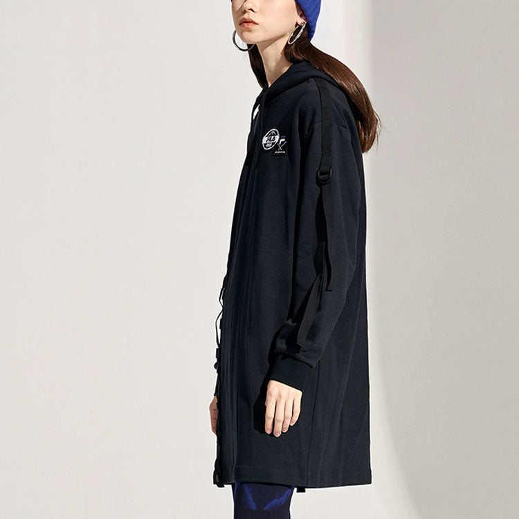 (WMNS) Fila FUSION x White Mountaineering Crossover Printing Long Sports Hoodie Black T11W117212F-BK