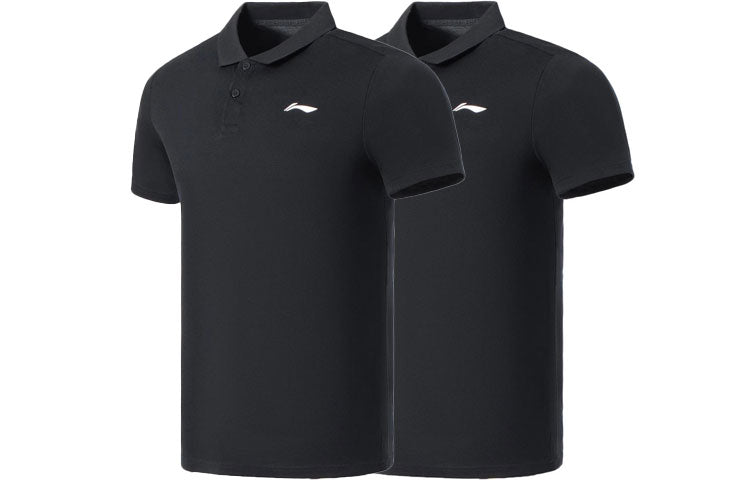 Li-Ning Logo Training Polo Shirt 'Black' APLS069-1