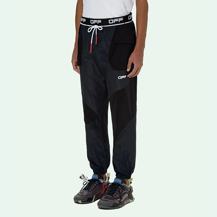 Off-White Logo Arrow Printing Drawstring Sports Long Pants Slim Fit Version Black OMVG011V21FAB0011001