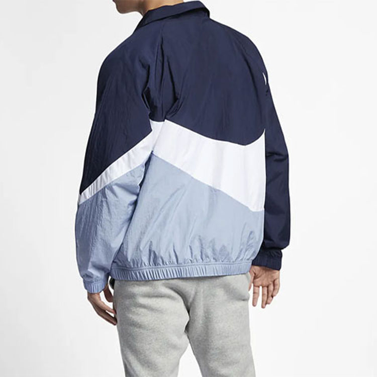 Nike Sportswear Contrasting Colors Large Logo Woven Stand Collar Jacket Blue AR3133-451