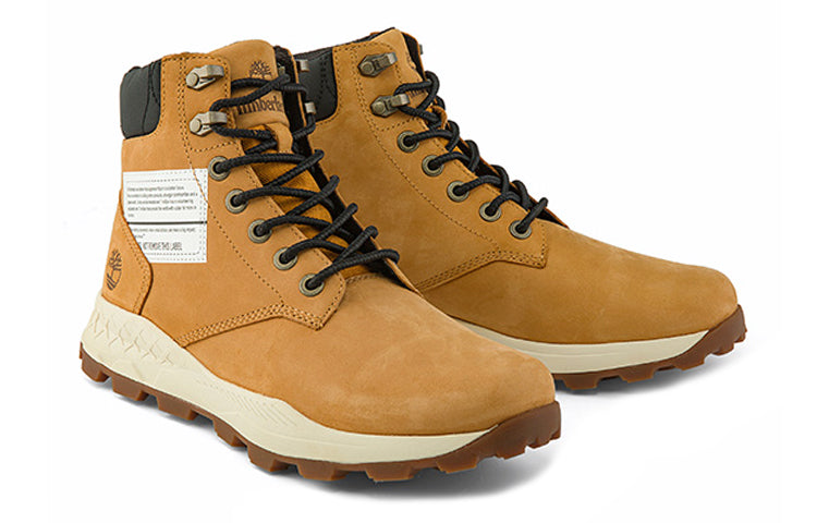 Timberland 6 Inch Brooklyn Side Zip Boots 'Wheat Nubuck with Black Padded Collar' A41XX